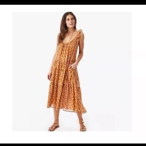 Xirena Womens Small Midi Dress‎ Runer Laurel Orange Floral